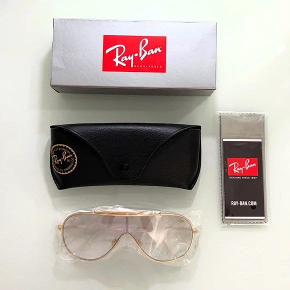 RAY-BAN WINGS RB3597 Aviator Shield Silver-Mirror/Gold (NEW) RARE $250 MSRP - Picture 5 of 6